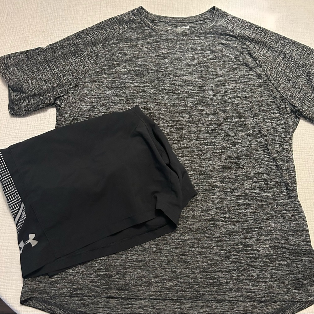 Under Armour Men’s Lightweight Tech Tee Shirt & Loose Shorts Sz XXL XX-Large